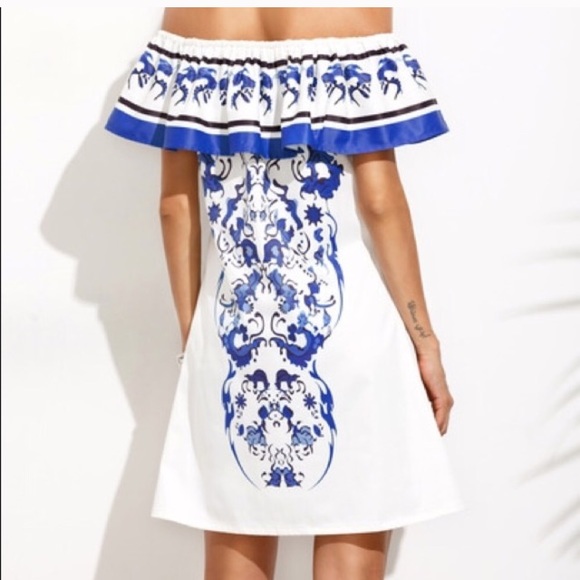 NWT Off The Shoulder Boho Ruffle Dress - Picture 4 of 4